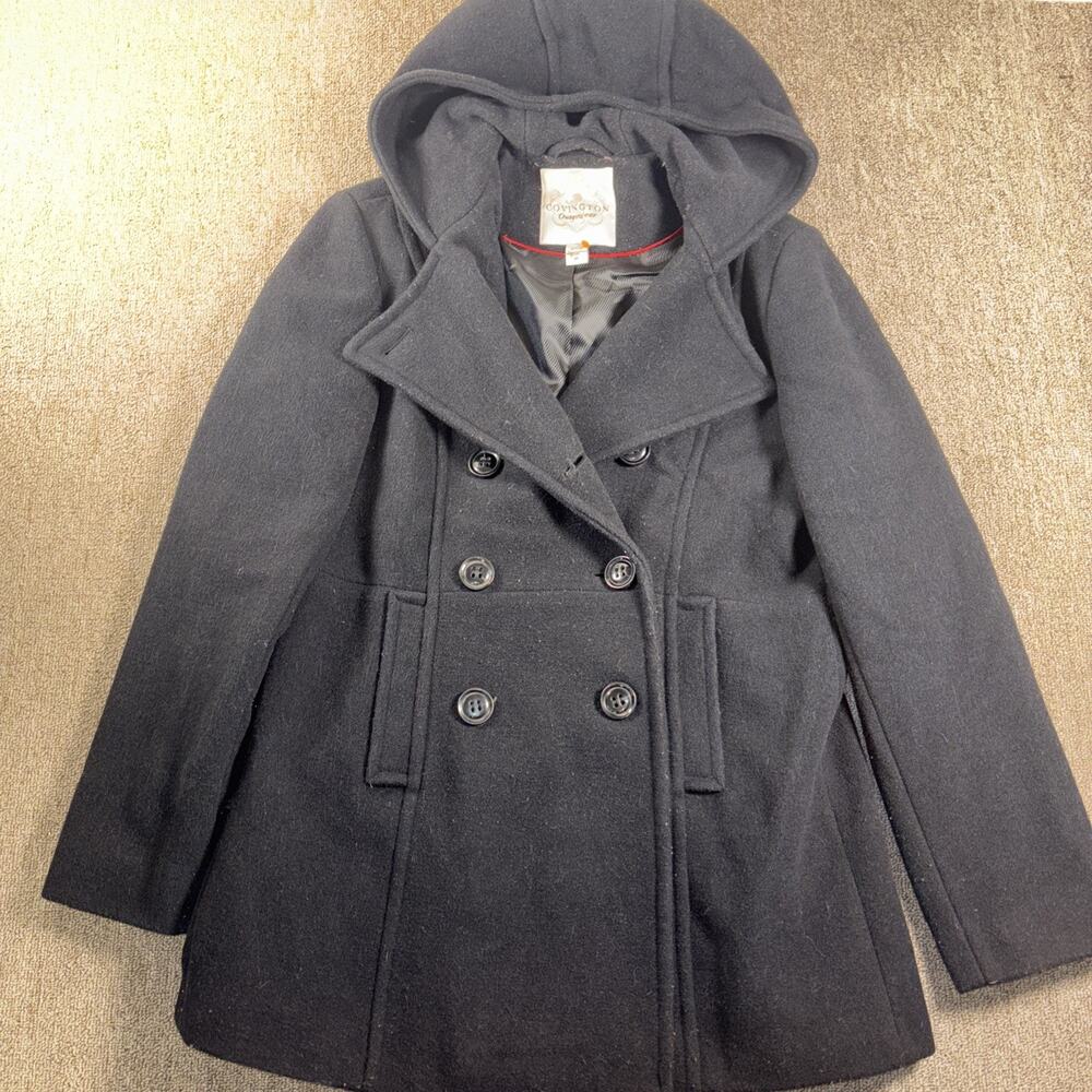 Covington Outerwear Women’s Hooded Pea Coat Small Black